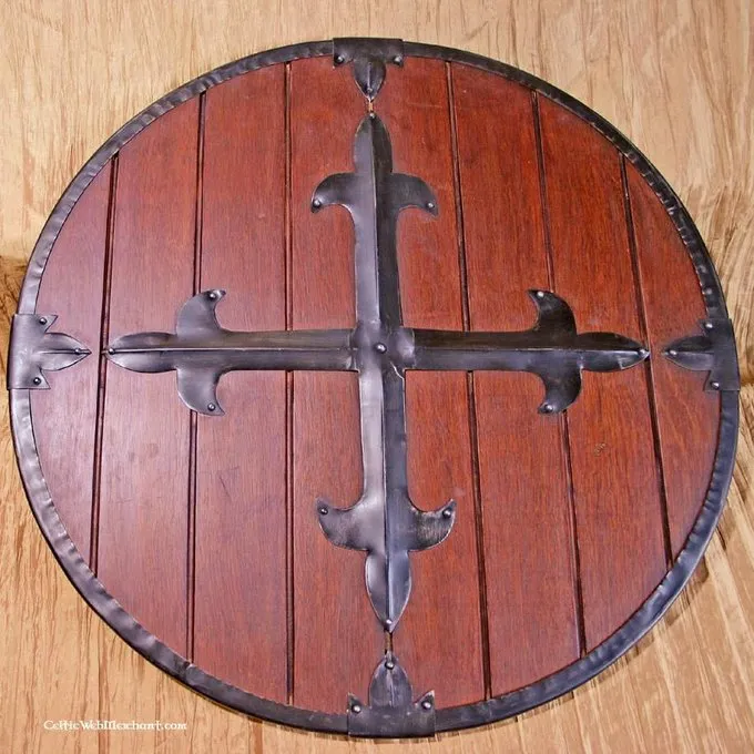 Deepeeka Houten Rondschild Met Kruis 4 Deepeeka Houten Rondschild Met Kruis - Afbeelding 2