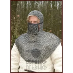 Ulfberth Maliënkap Met Vierkanten Vizier, Onbehandeld, 8 Mm -Sabels Verkoopwinkel malienkap met vierkanten vizier onbehandeld 8 mm 2